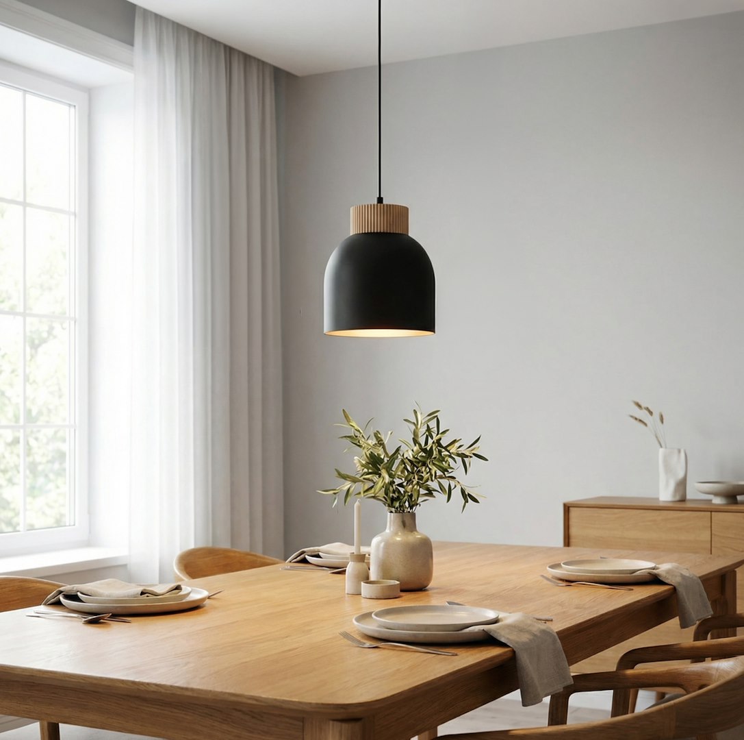 Suspension Vigo noire, bois