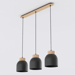 Suspension Vigo 3 lumières noire, bois