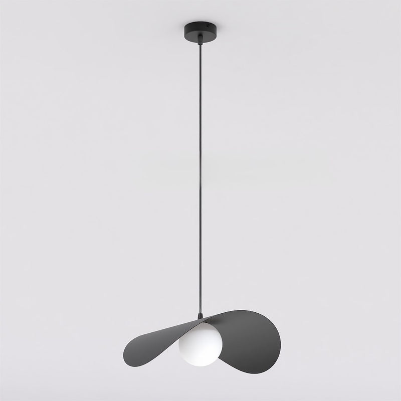 Suspension Ritual noire, verre blanc, H 40 cm