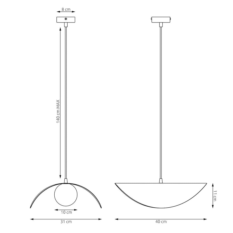 Suspension Ritual noire, verre blanc