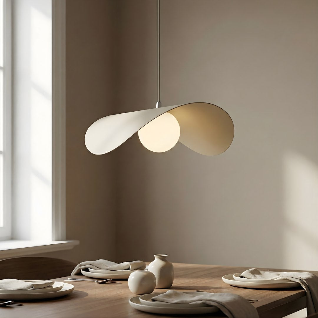 Suspension Ritual beige, verre blanc, H 40 cm