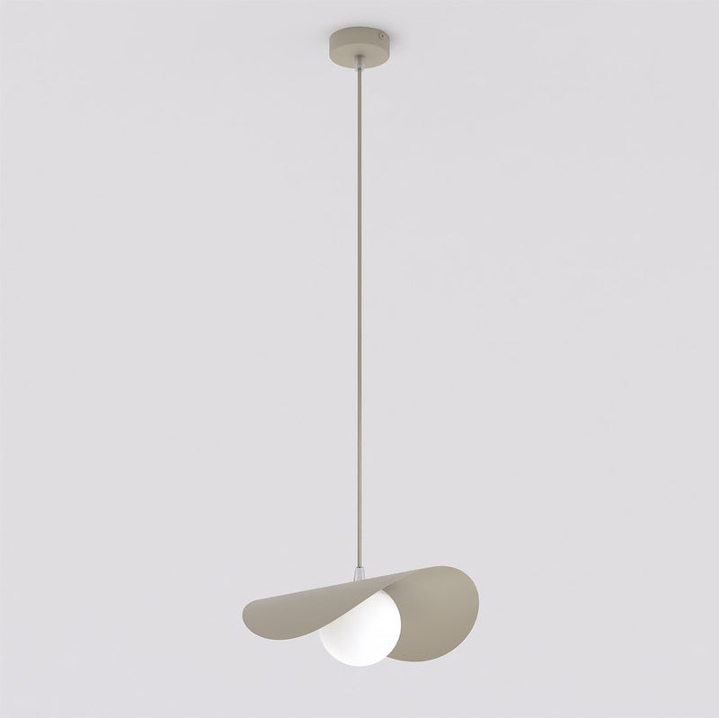 Suspension Ritual beige, verre blanc, H 30 cm