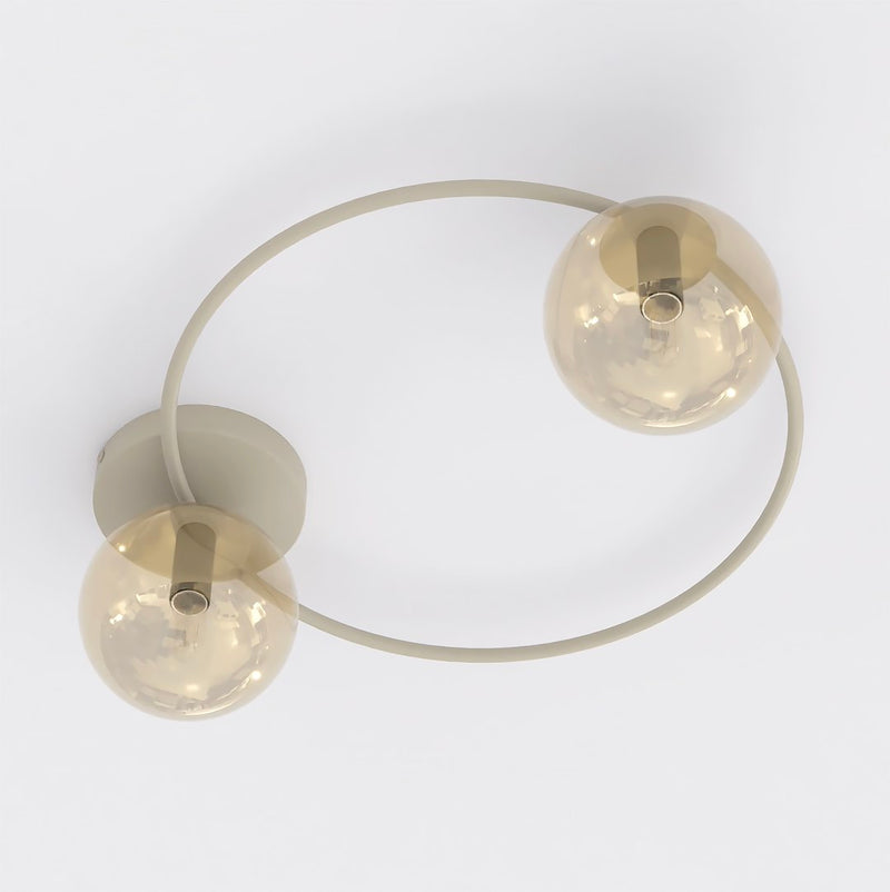 Plafonnier Sopra 2 lumières beige, verre ambré