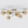 Plafonnier Roma 6 lumières beige, verre ambré
