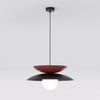 Suspension Nagoya noire et bordeaux, verre blanc
