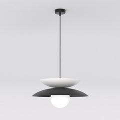 Suspension Nagoya noire, verre blanc