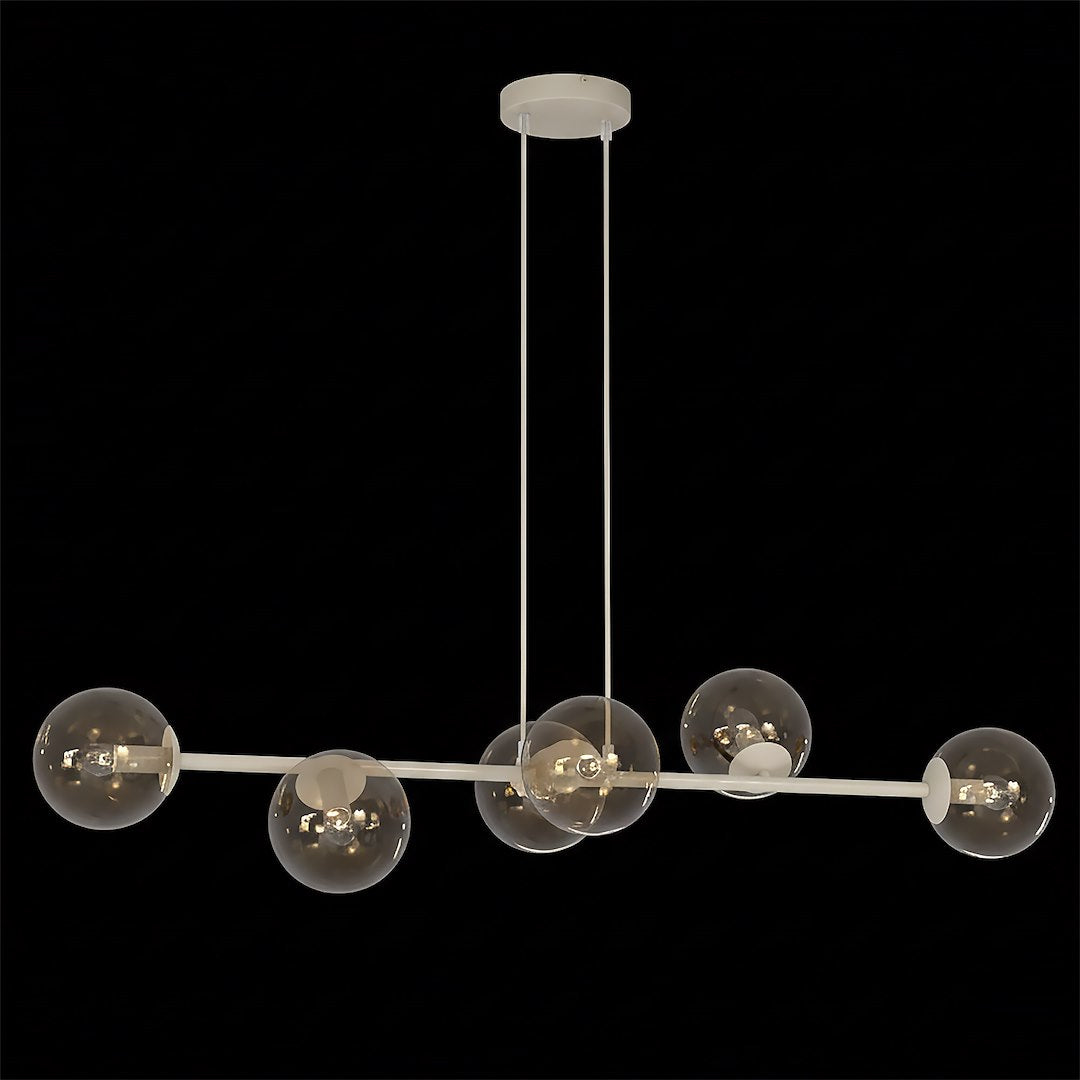 Suspension Magnus 6 lumières beige, verre ambré