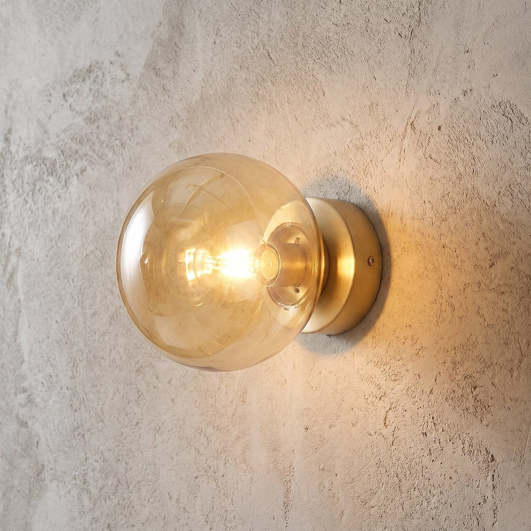 Applique murale Magnus beige, verre ambré