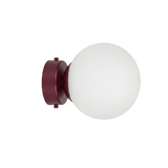 Applique murale Magnus bordeaux, verre blanc