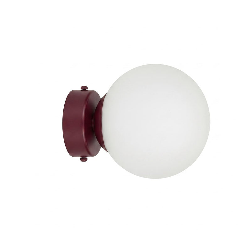 Applique murale Magnus bordeaux, verre blanc