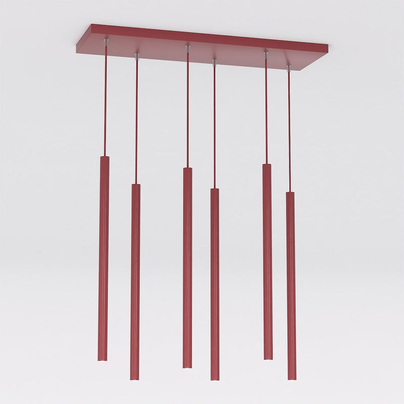 Suspension Selter 6 lumières bordeaux