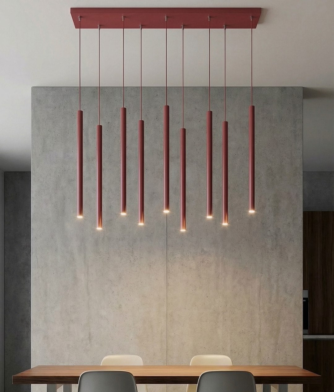 Suspension Selter 9 lumières bordeaux