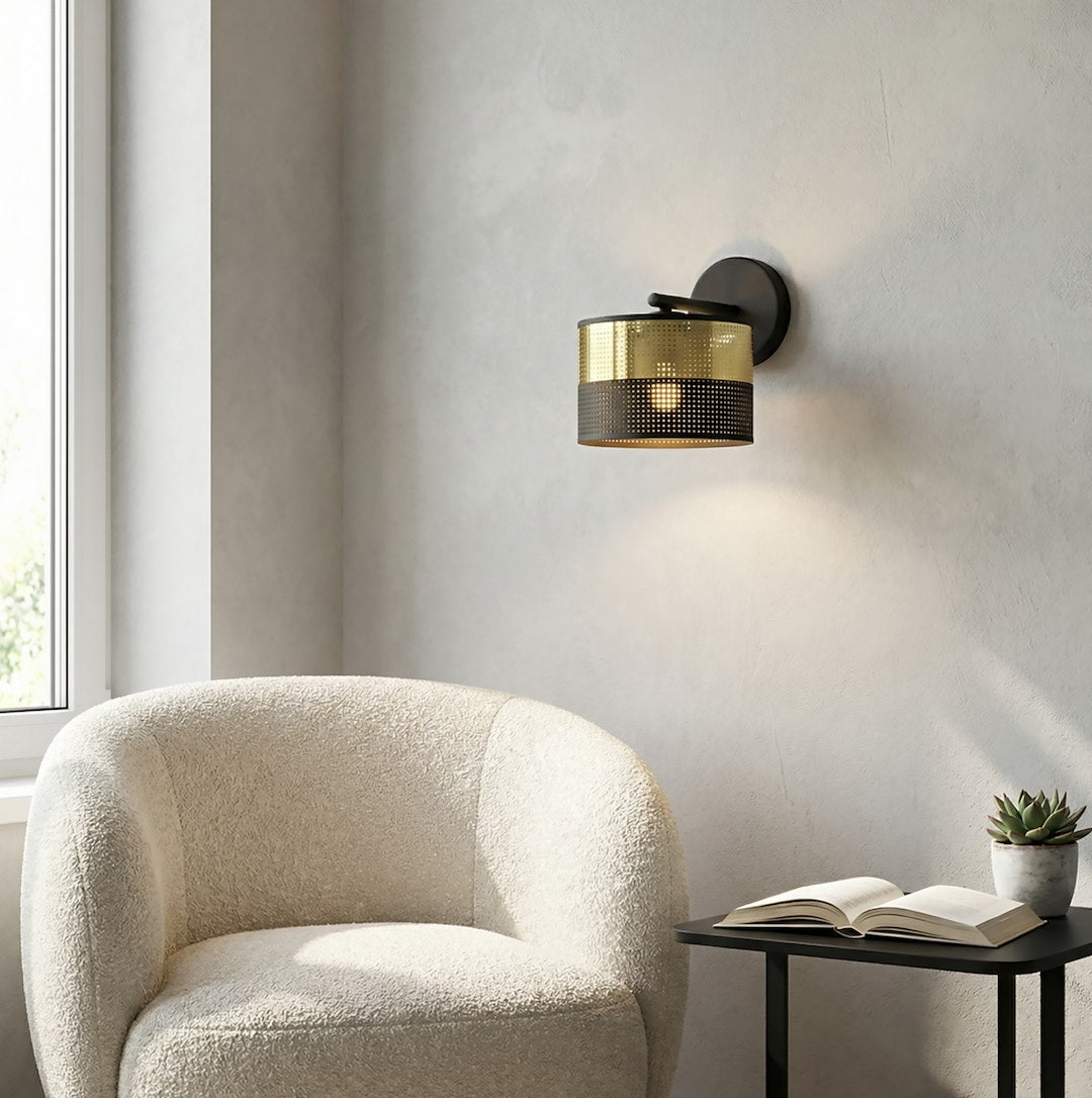 Applique murale Lux noire, tissu doré