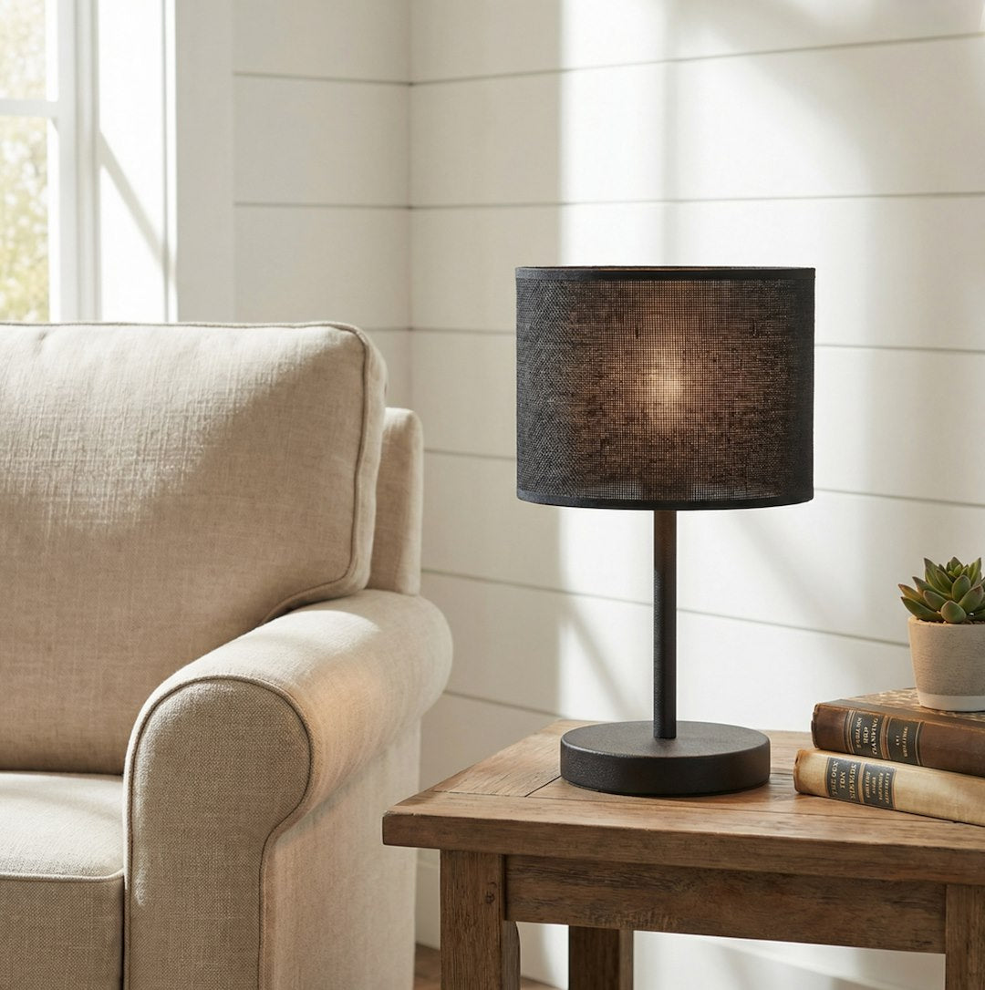 Lampe à poser Eco noire, tissu noir