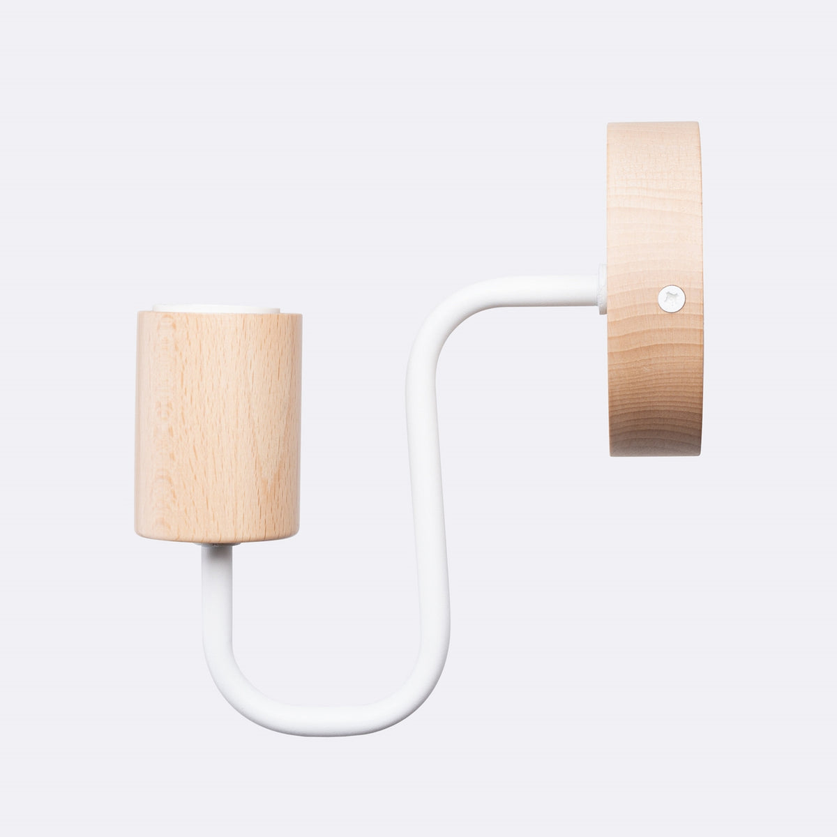 Vue de profil du luminaire, montrant le bras coudé et le support cylindrique.