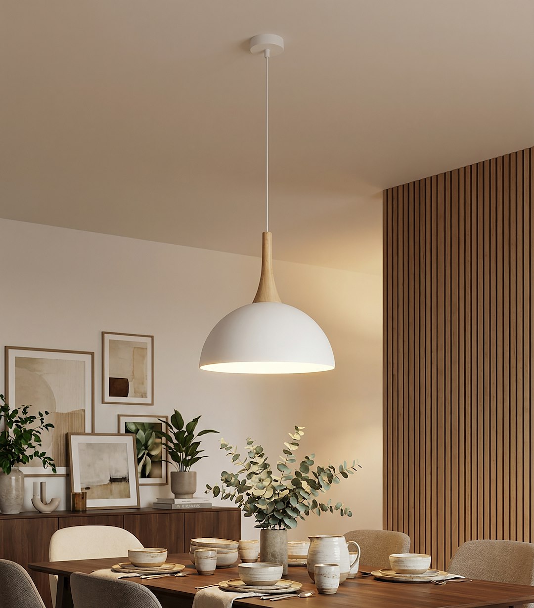 Suspension Nautica blanche, bois, H 30 cm