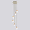 Suspension Loop 6 lumières beige, bois blanc