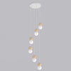 Suspension Loop 6 lumières blanche, bois blanc