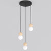 Suspension Loop 3 lumières noire, bois blanc