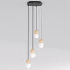Suspension Loop 4 lumières noire, bois blanc