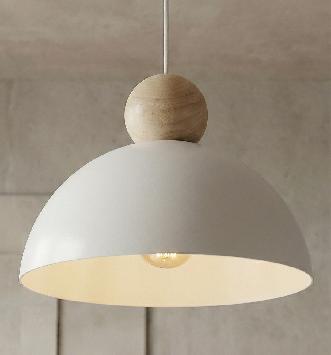Suspension Kaki blanche, bois
