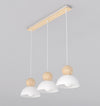 Suspension Kaki 3 lumières blanche, bois, H 18 cm