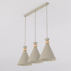 Suspension Zero 3 lumières beige, bois