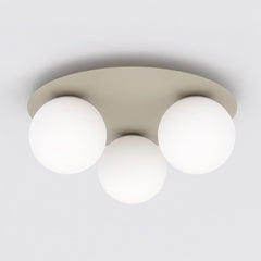 Plafonnier Solar 3 lumières beige, verre blanc