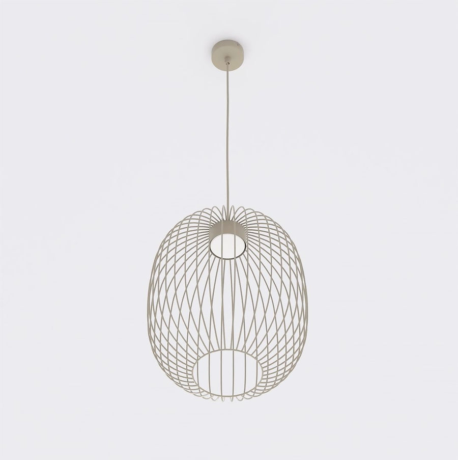 Vue de dessous montrant la structure ajourée et le bas arrondi de la cage
