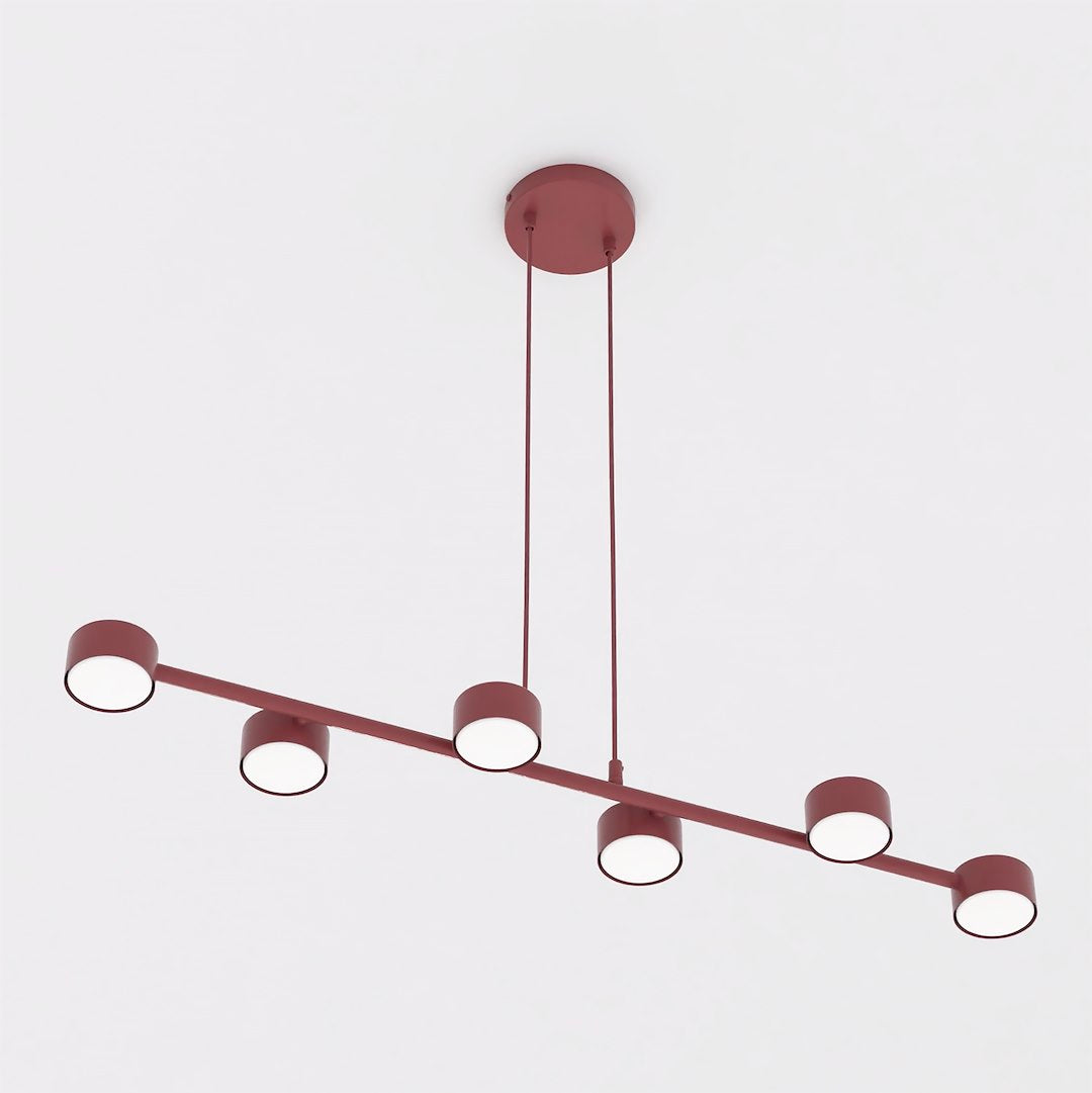 Autre angle du luminaire suspendu, diffuseurs blancs bien visibles
