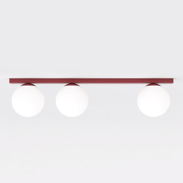 Plafonnier Fit 3 lumières noir, verre blanc, H 14 cm
