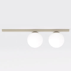 Plafonnier Fit 2 lumières noir, verre blanc, H 14 cm