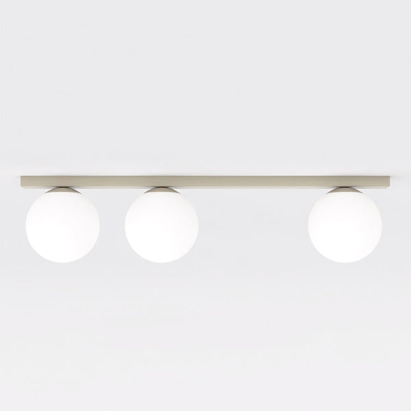 Plafonnier Fit 3 lumières noir, verre blanc, H 14 cm