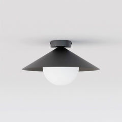 Plafonnier Mono noir, verre blanc, H 30 cm