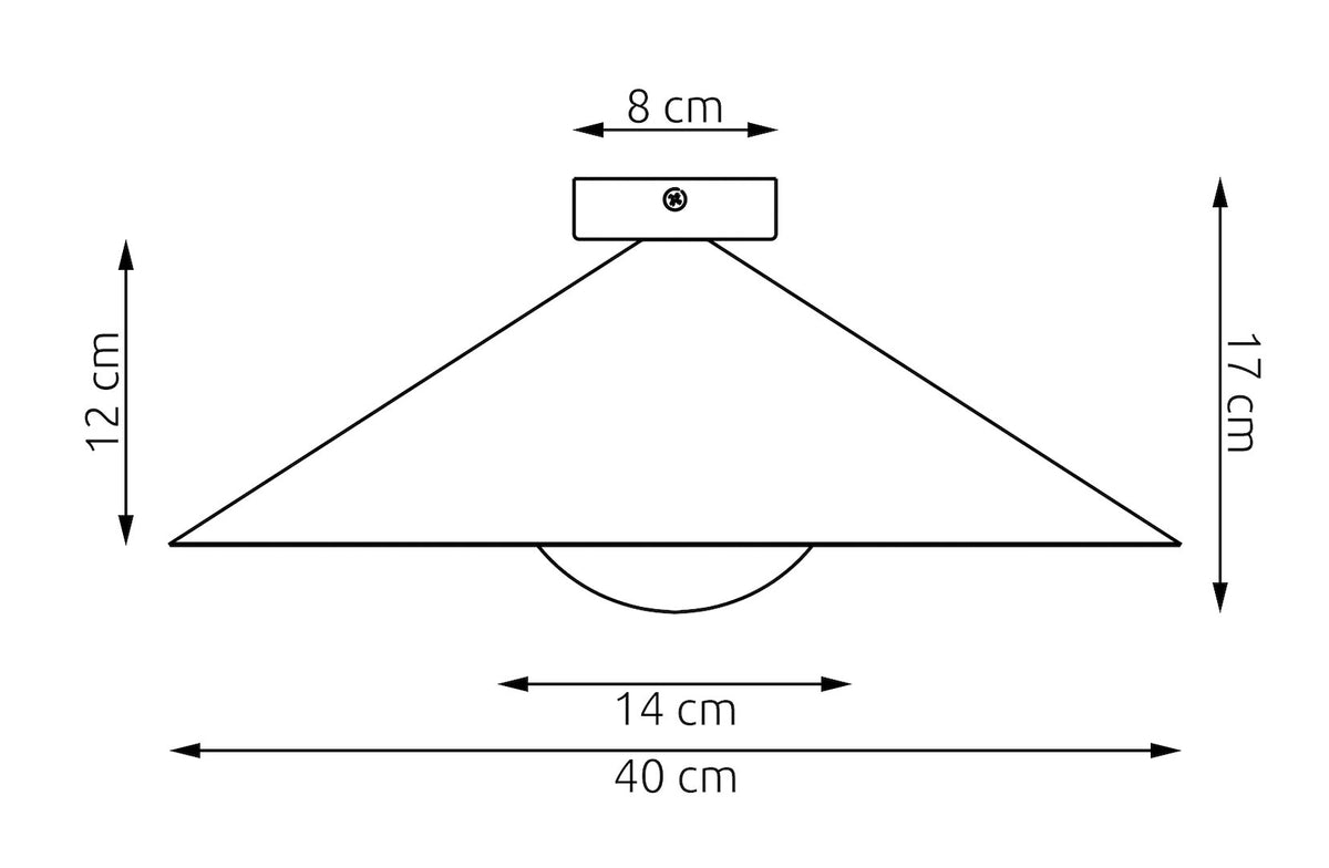 Schéma technique coté du plafonnier avec les dimensions 40 et 17 cm