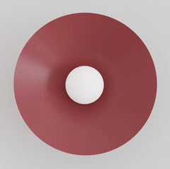 Applique murale Mono bordeaux, verre blanc, H 50 cm