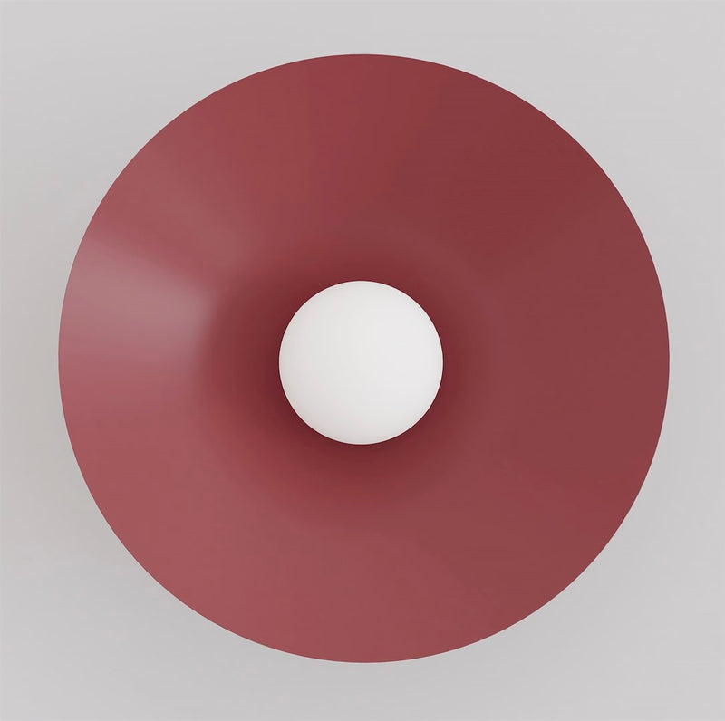 Applique murale Mono bordeaux, verre blanc, H 50 cm