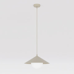 Suspension Mono beige, verre blanc, H 30 cm