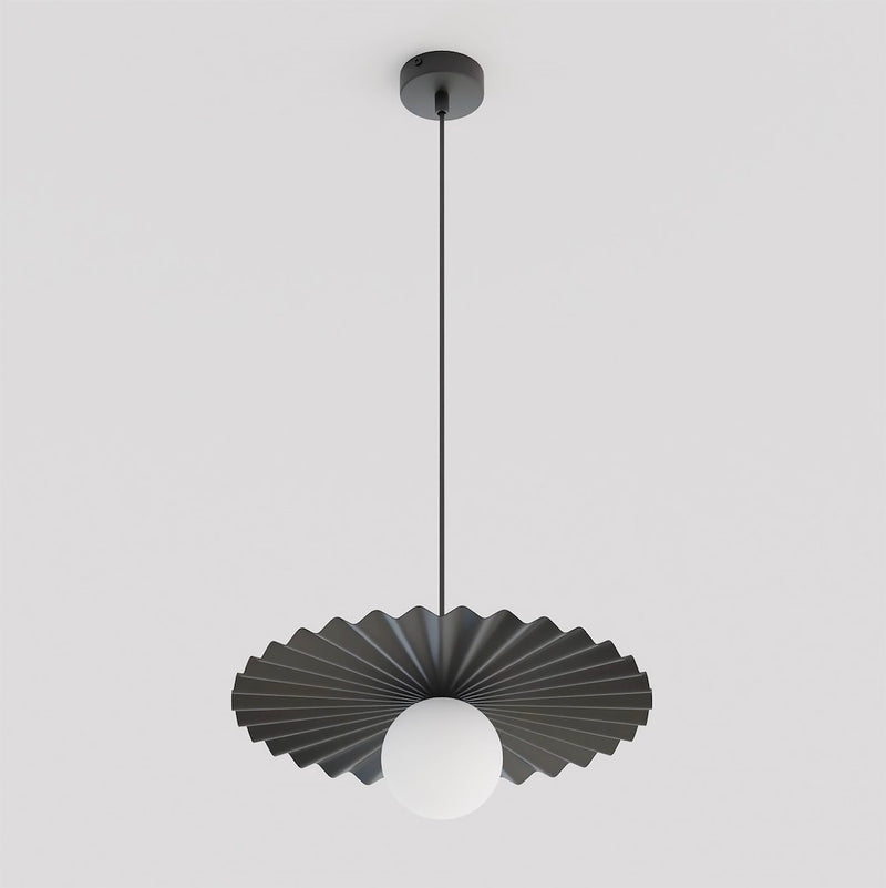 Suspension Umbra noire, verre blanc