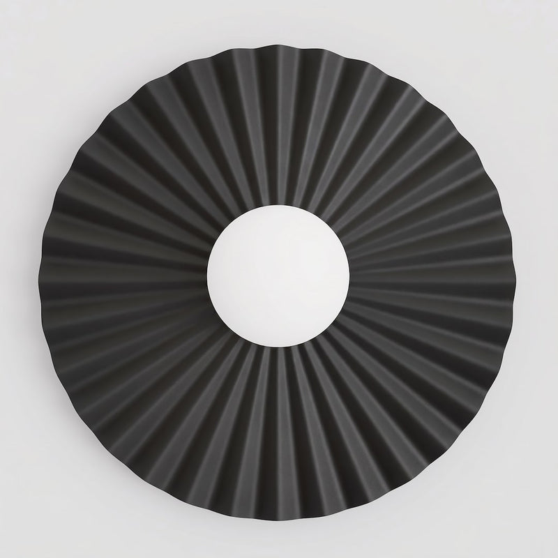 Applique murale Umbra noire, verre blanc, P 35 cm