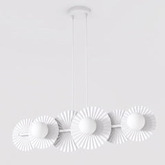 Suspension Umbra 6 lumières blanche, verre blanc