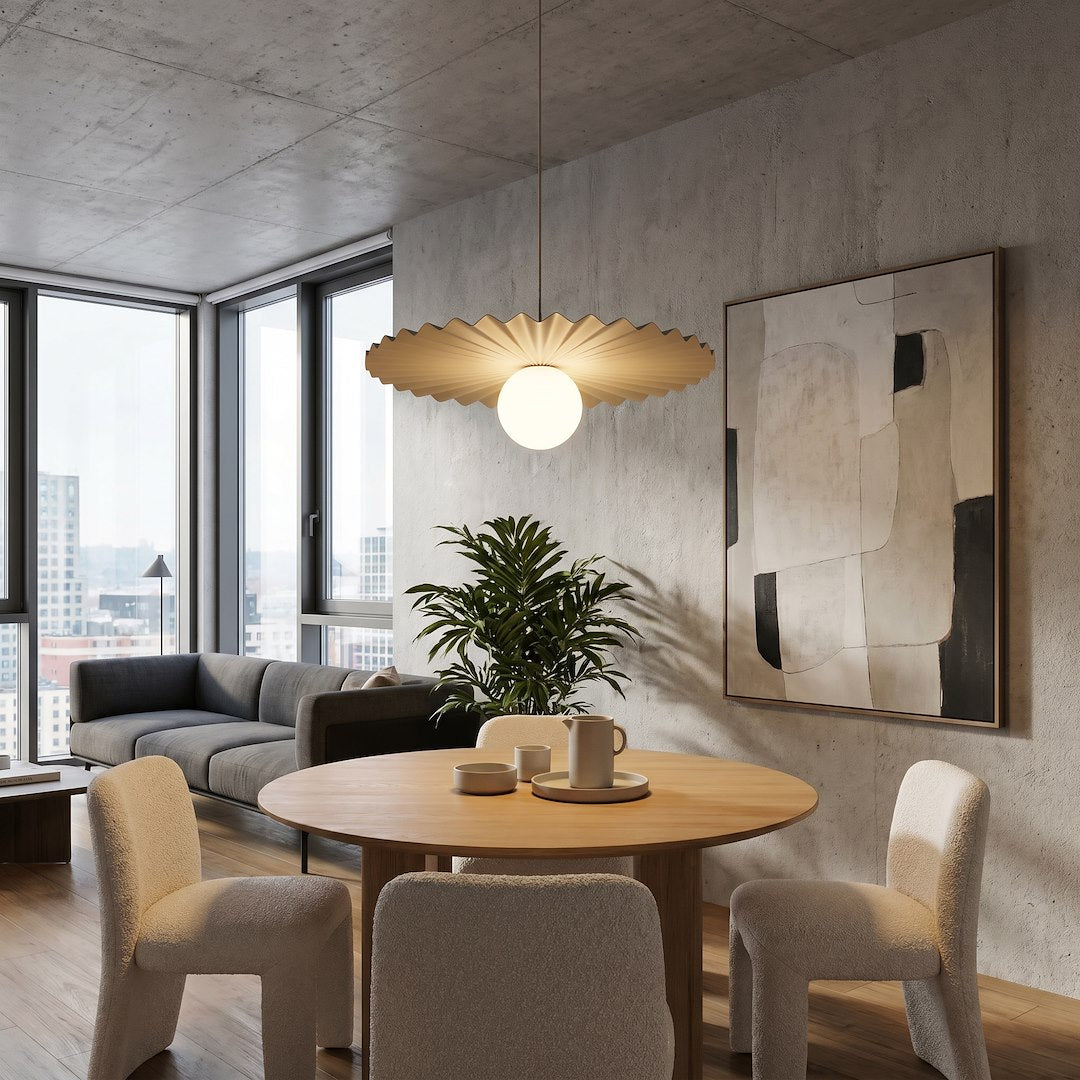 Suspension Umbra beige, verre blanc