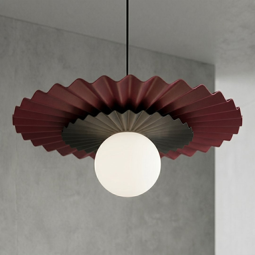 Suspension Umbra noire et bordeaux, verre blanc