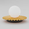 Lampe à poser Umbra orange et noire, verre blanc