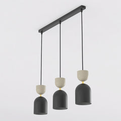 Suspension Gaudi 3 lumières noire et beige, H 11 cm