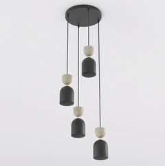 Suspension Gaudi 3 lumières noire et beige, H 38 cm