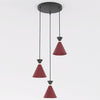 Suspension Klever 3 lumières noire et bordeaux, H 40 cm
