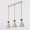 Suspension Klever 3 lumières beige et noire, H 16 cm