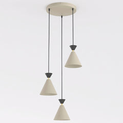 Suspension Klever 3 lumières beige et noire, H 40 cm