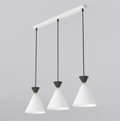 Suspension Klever 3 lumières blanche et noire, H 16 cm